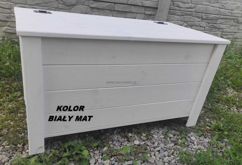 Skrzynia Kufer drewniany BIAŁA 110x40x60- pokój sypialnia taras balkon