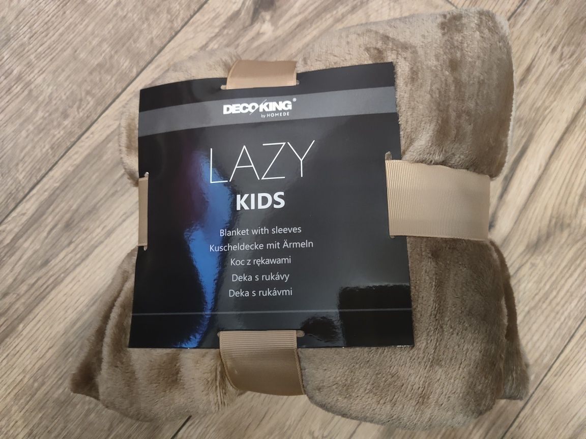 Koc z rękawami Decoking Lazy Kids dla dzieci beżowy 90x105
