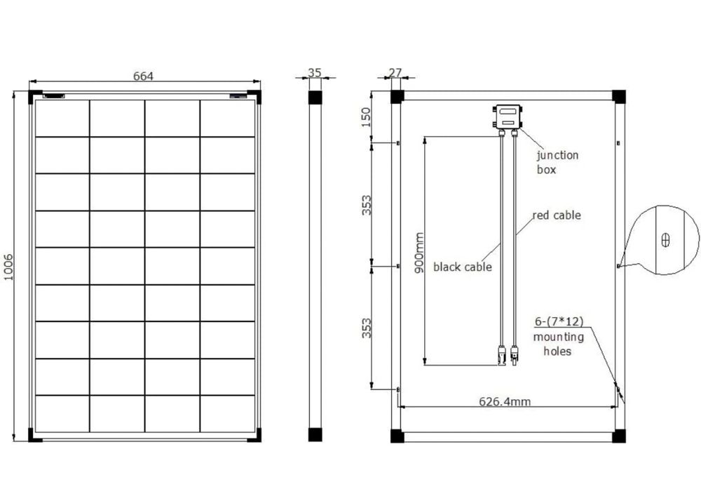 Painel módulo solar 100w 36v