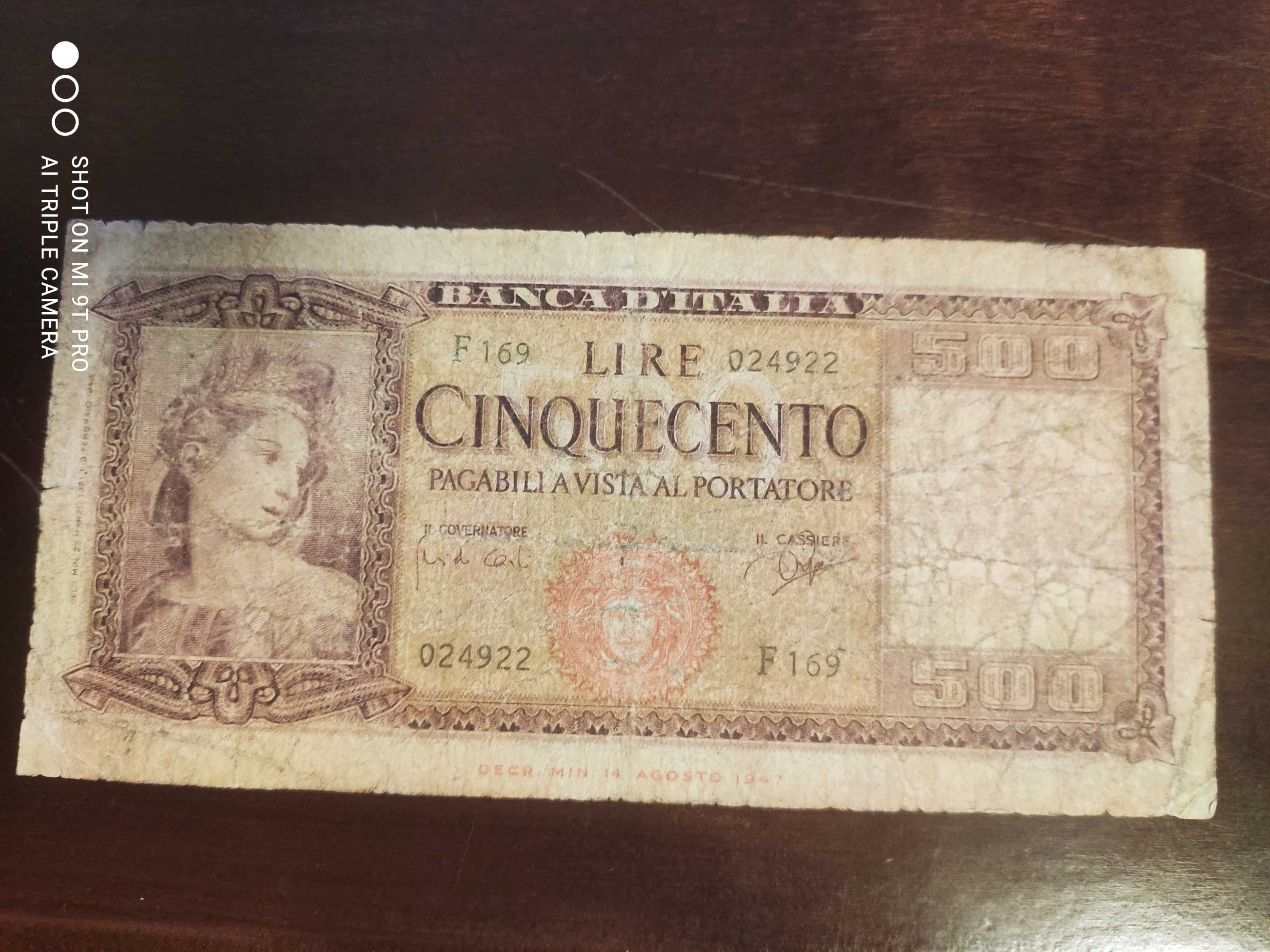 Италия 500 лир 1947 год очень редкая