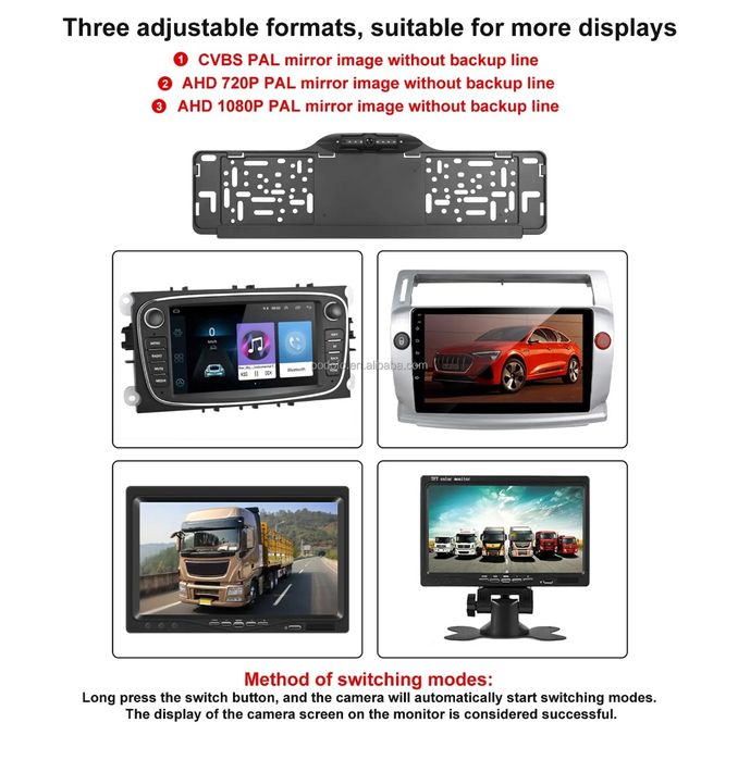 Mini Câmara FullHD marcha atrás na placa de matrícula visão nocturna