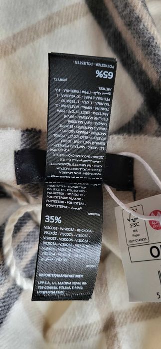 Ciepły nowy szal w kratę 70x190