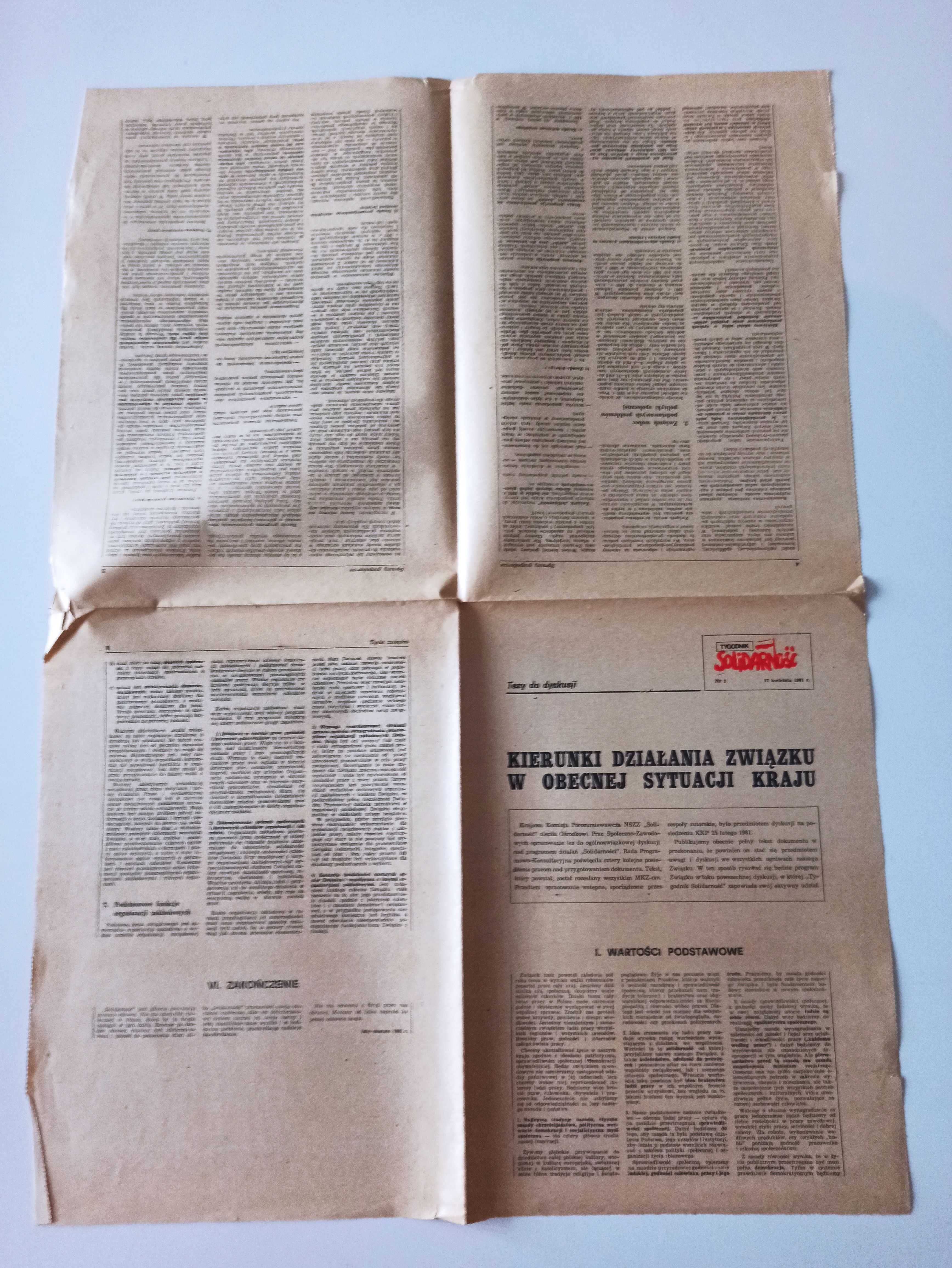 Stare gazety NSZZ Solidarność KC PZPR 4 sztuki 1981