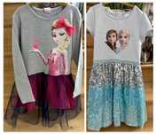 Elza, Elsa, Frozen, Kraina Lodu sukienka tiul cekiny HM 122 128 ZESTAW