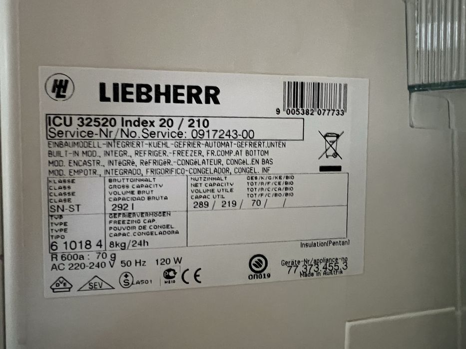 Lodowko- zamrazalka pod zabudowe