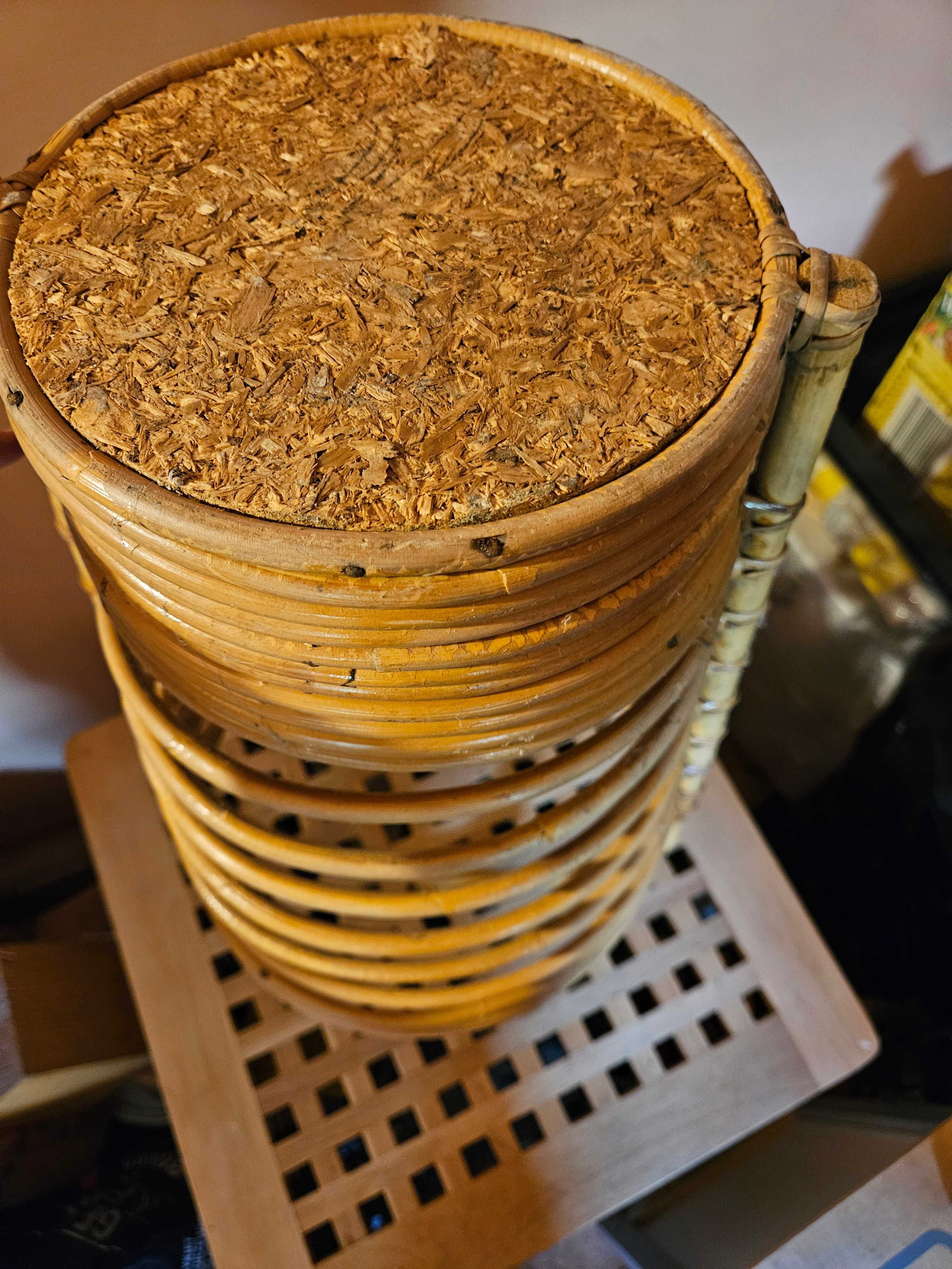 Stojak na parasole Bauhaus styl 1970 elipsa rattan bambus