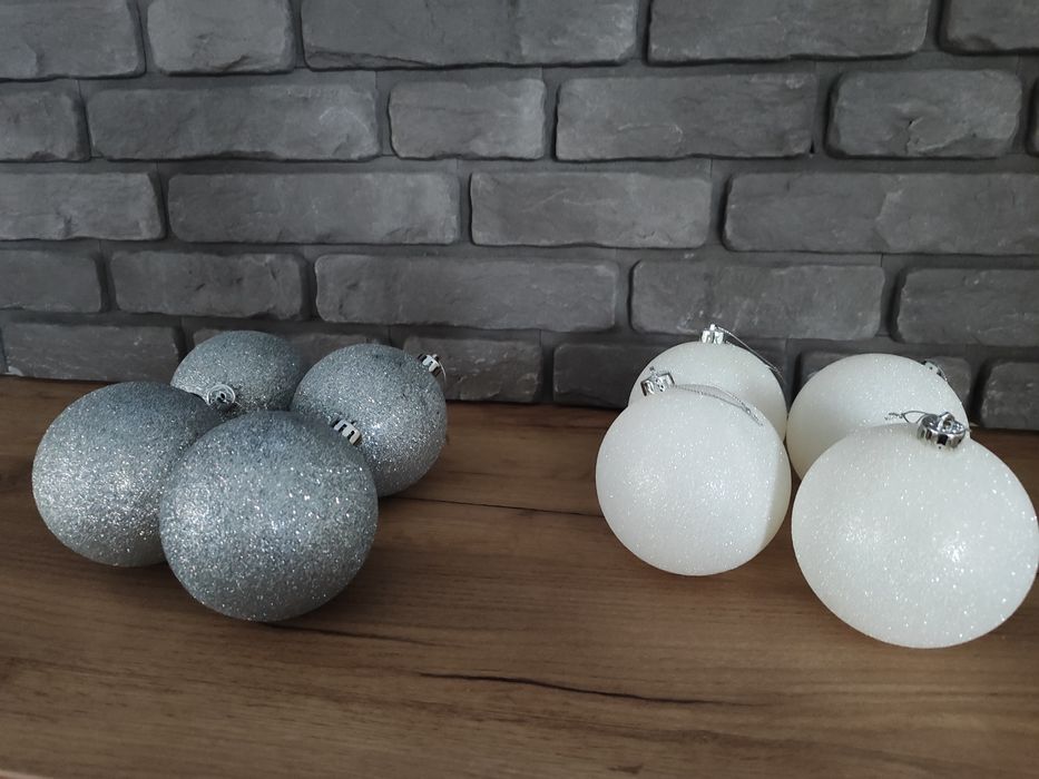 Duże bombki choinkowe brokatowe 8 sztuk