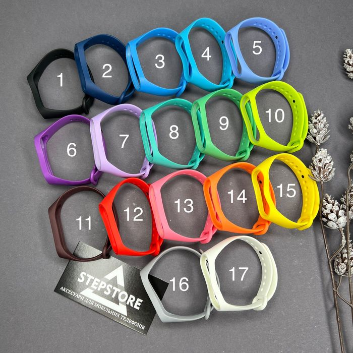 Ремешок силиконовый 3 Xiaomi mi band ми бенд 4 однотонный