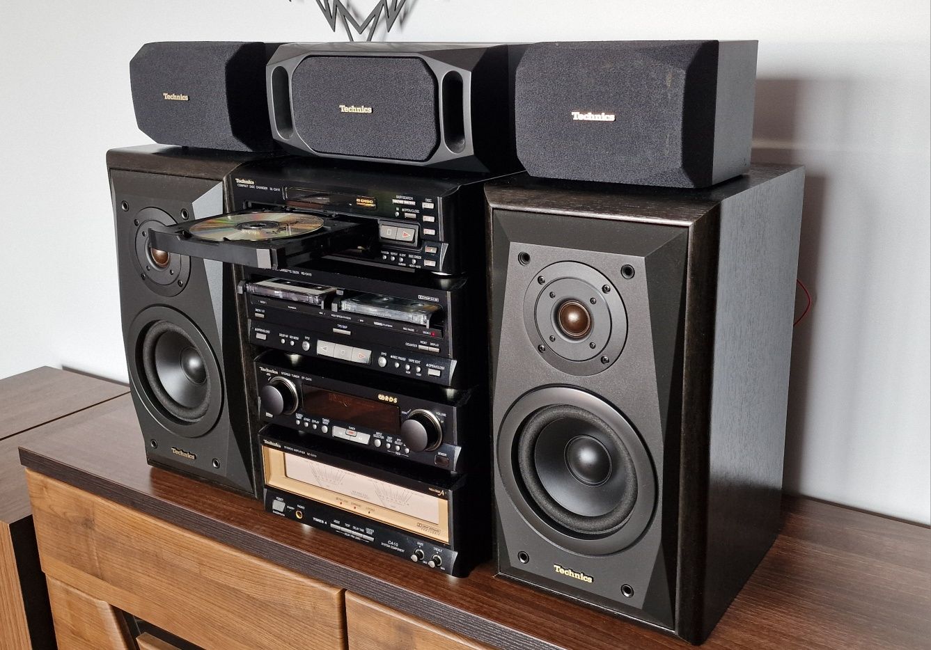 Wieża Technics CA-10, wieża, kolumny, cd, wzmacniacz, tuner, deck