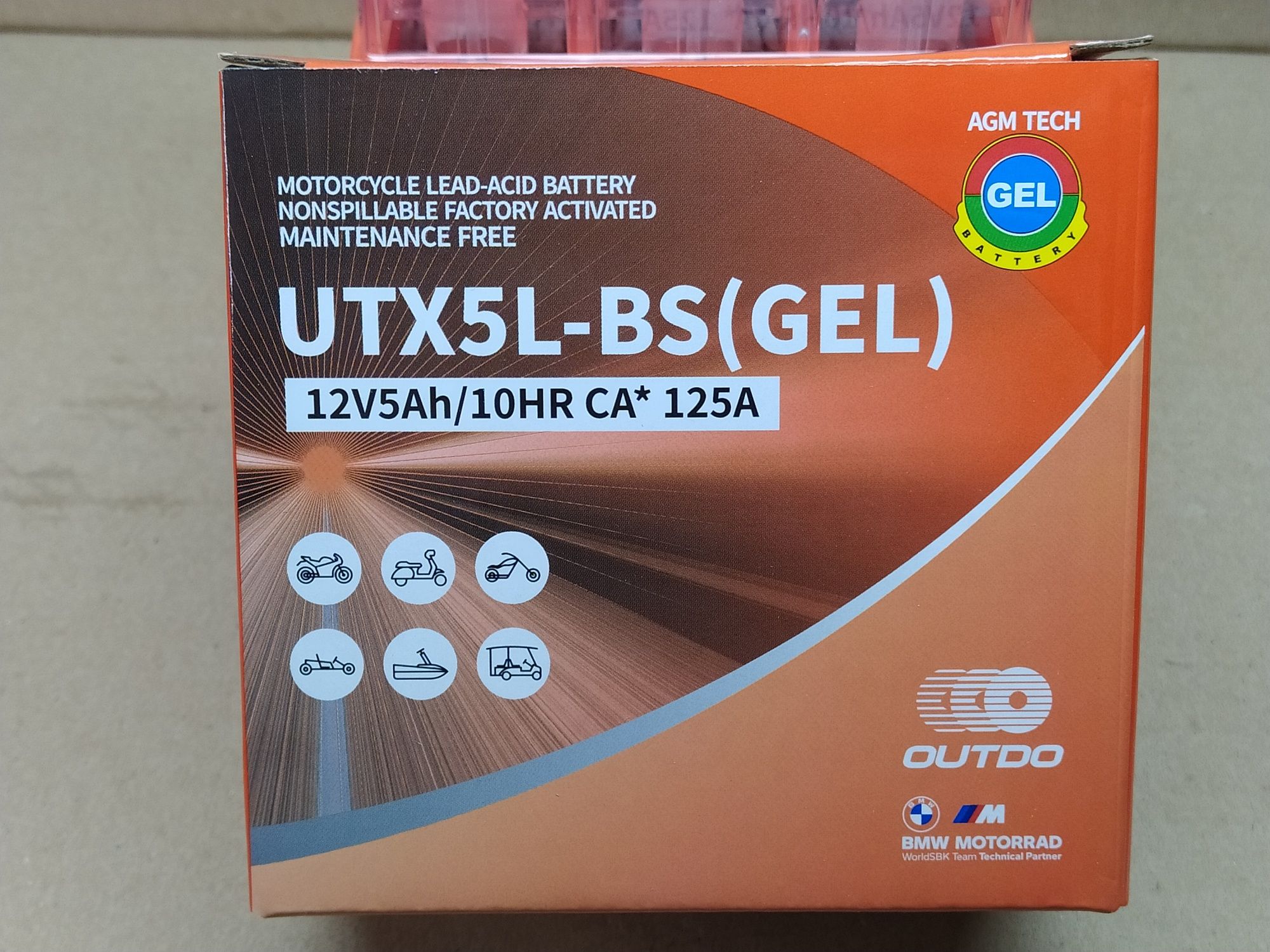 Аккумулятор мото АКБ GEL 12V 5A "OUTDO" 113-70-107mm UTX5L-BS