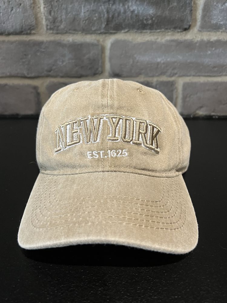 Nowa khaki czapka z daszkiem New York bawełniana unisex vintage