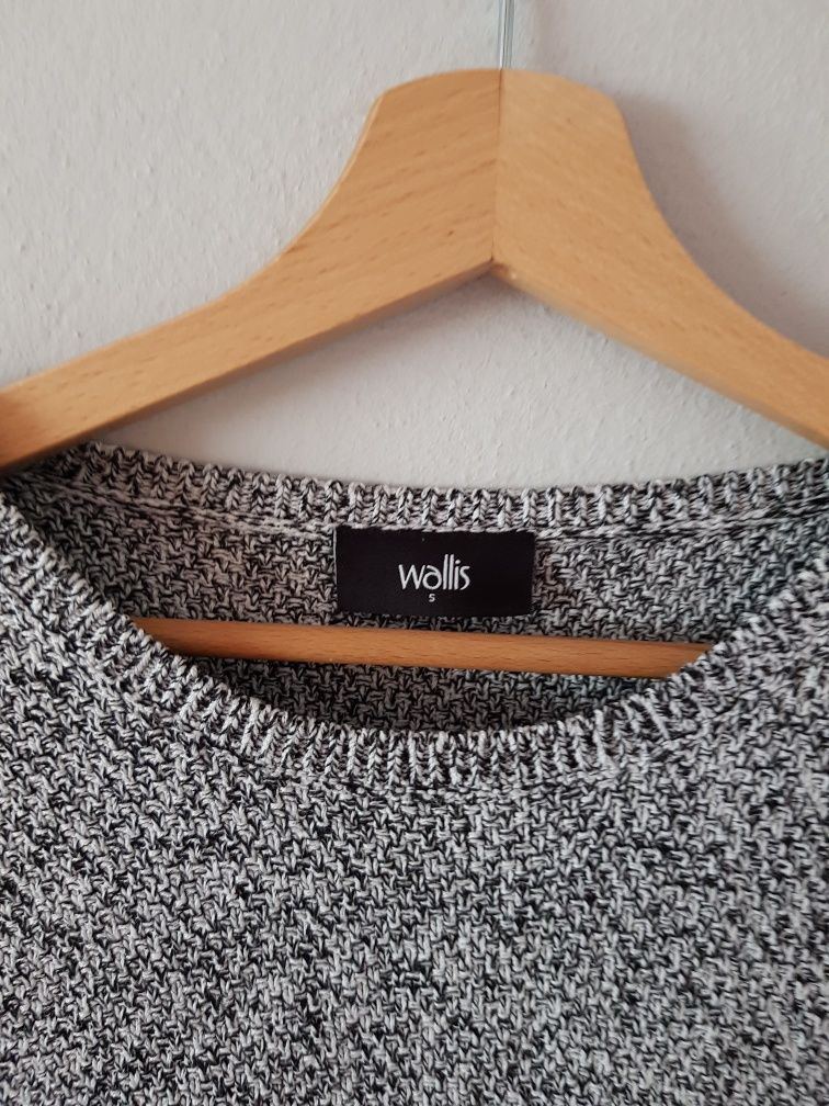 Czarny biały melanżowy sweter, Wallis, rozmiar S