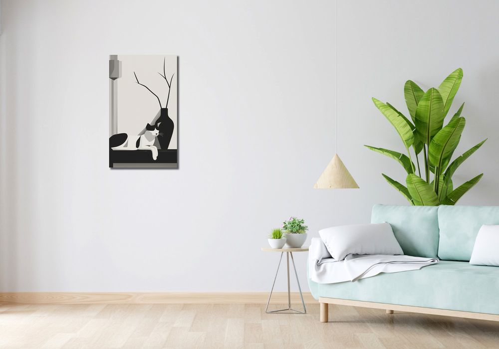 Obraz 40x70cm Kot w Odcieniach Szarości