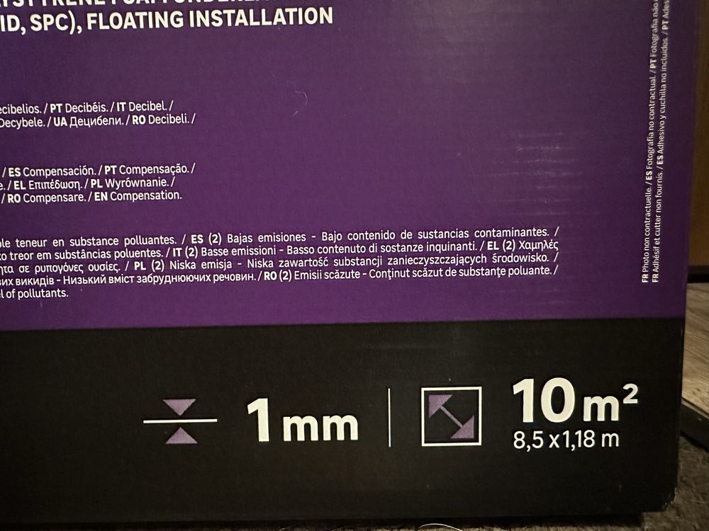 Podkład pod panele AXTON Silence PVC 1 mn
