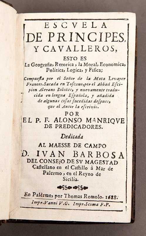 RARÍSSIMA 1.ª edição. Levayer-"Escuela de príncipes y cavalleros" 1688