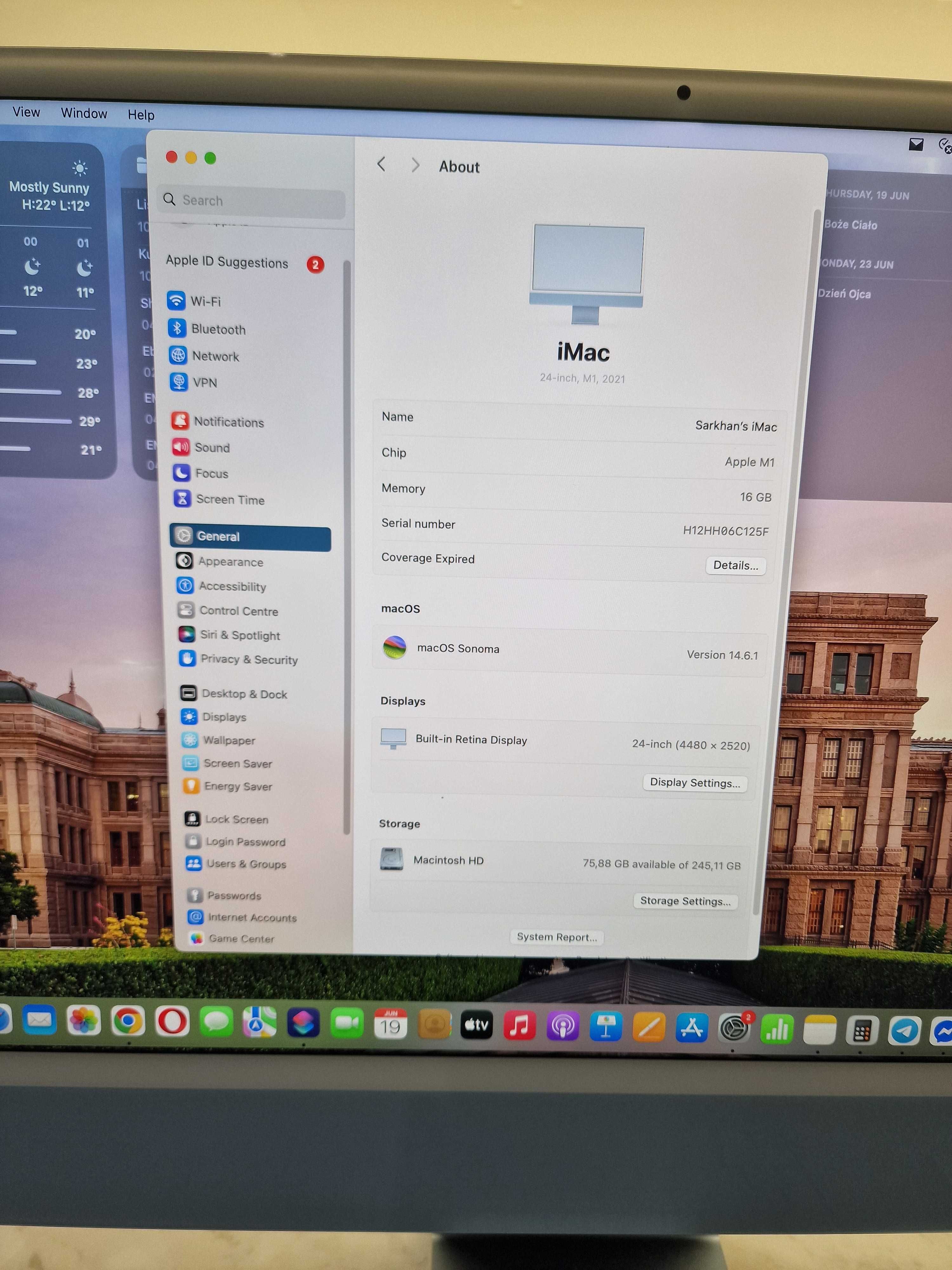 Apple iMac 24 AllinONE1 M1/16GB RAM/256GB SSD/macOS Sonoma Retina 4,5K