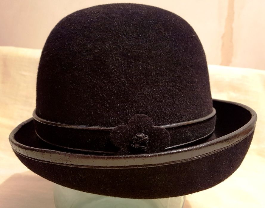 Шляпа фетровая женская, черная (размер 56 см)