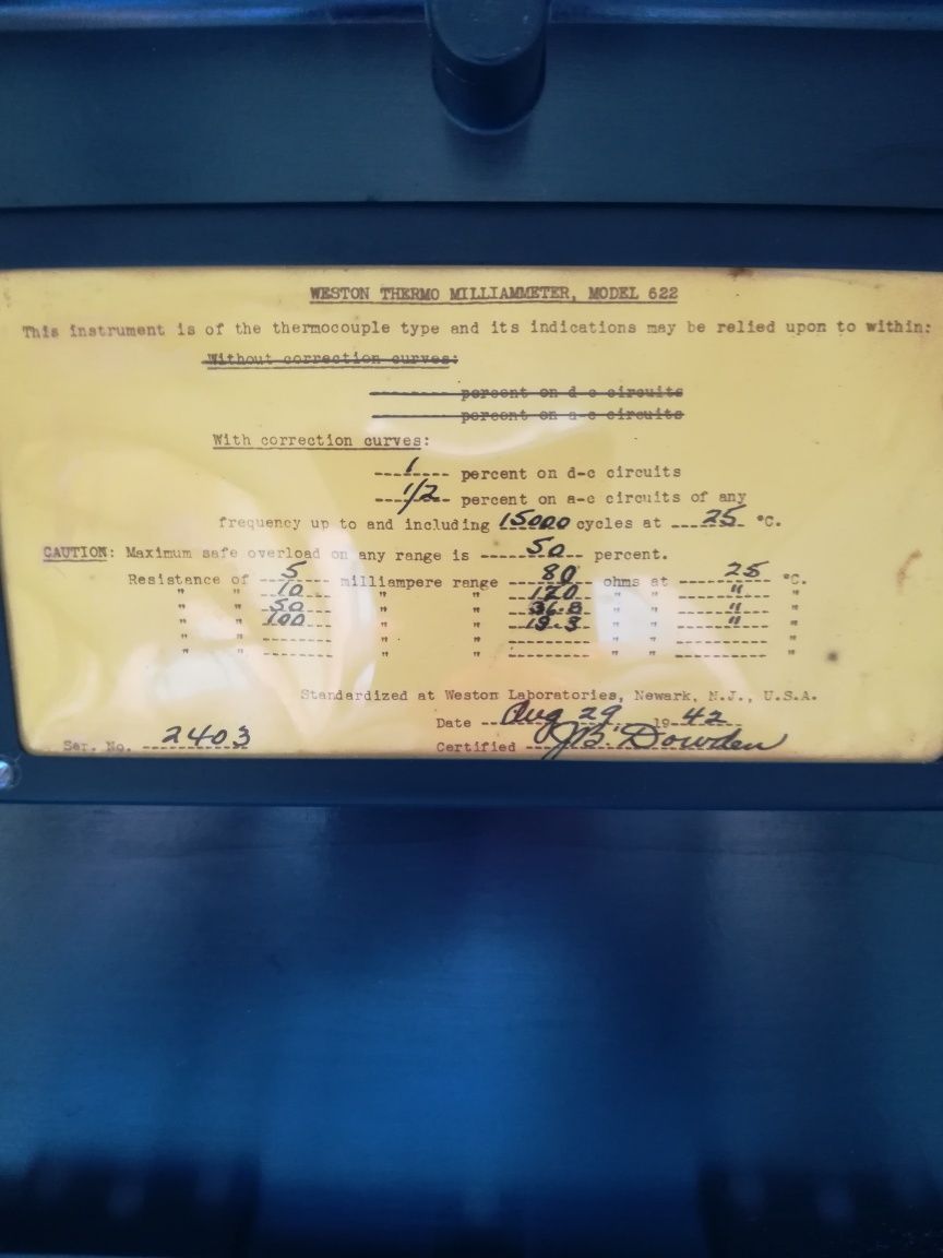 Миллиамперметр времен Второй Мировой   А.С. - D.C. Weston Electrical I