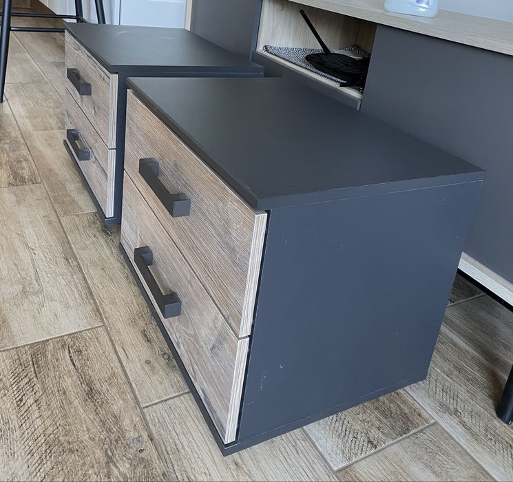 Szafka nocna do sypialni x2 z szufladami industrial loft