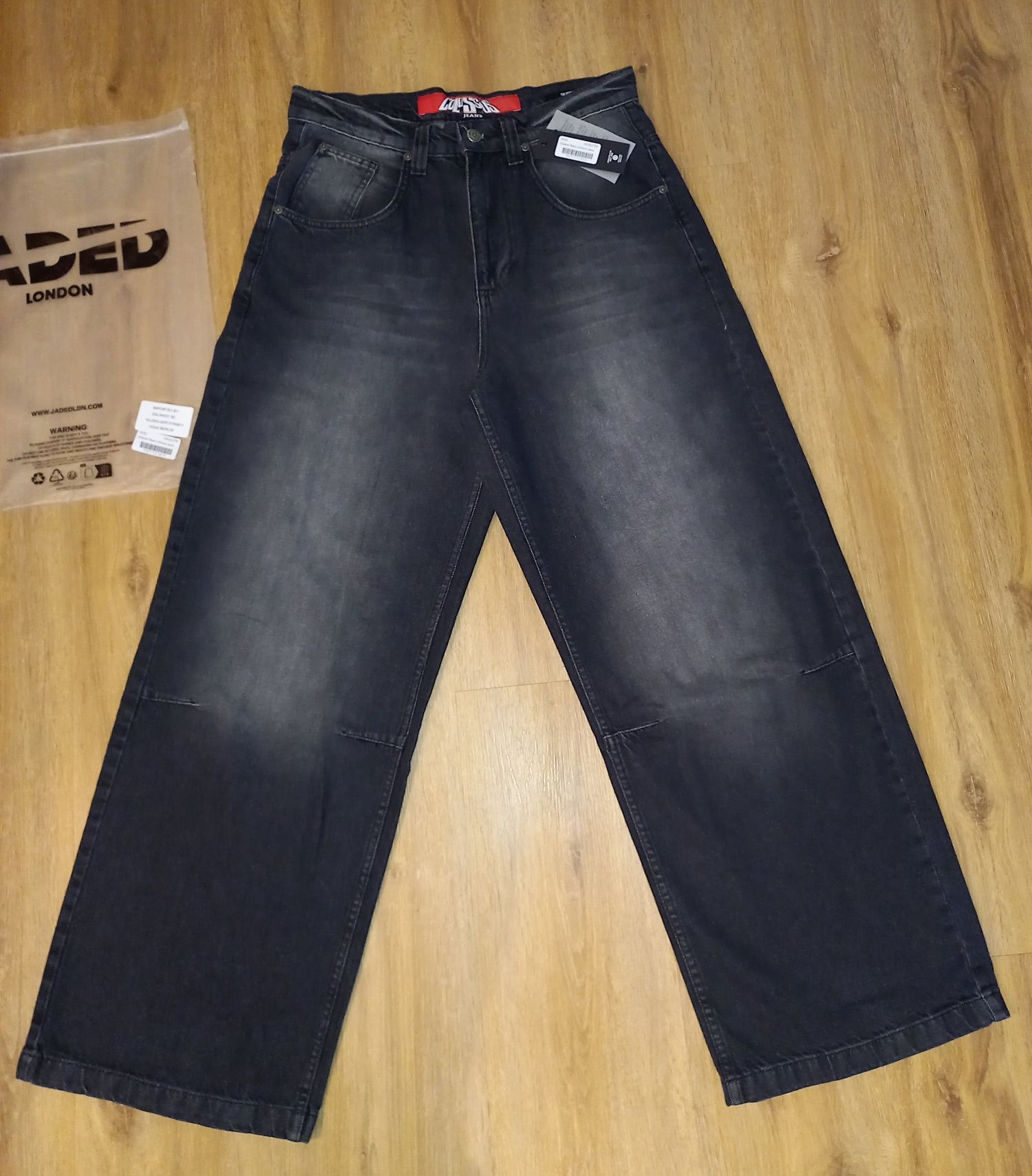 Jaded London Jeansy Washed Black Colossus Jeans Relaxed Fit W32 Nowe