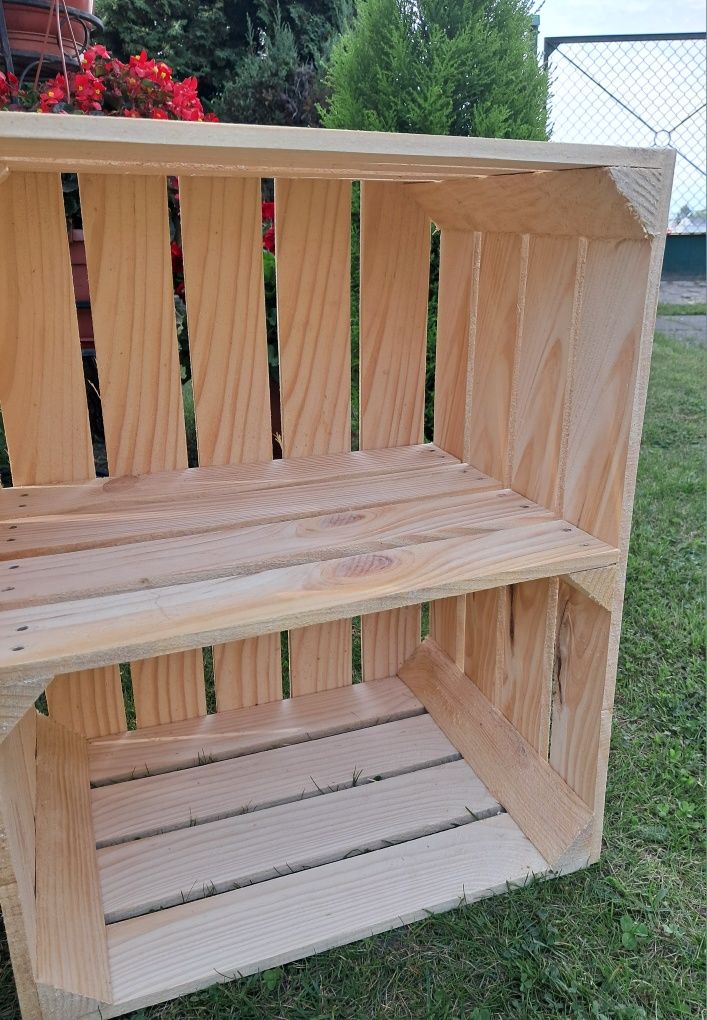 Dwie nowe skrzynki drewniane z półką krótką 50x40x30 przesyłka OLX