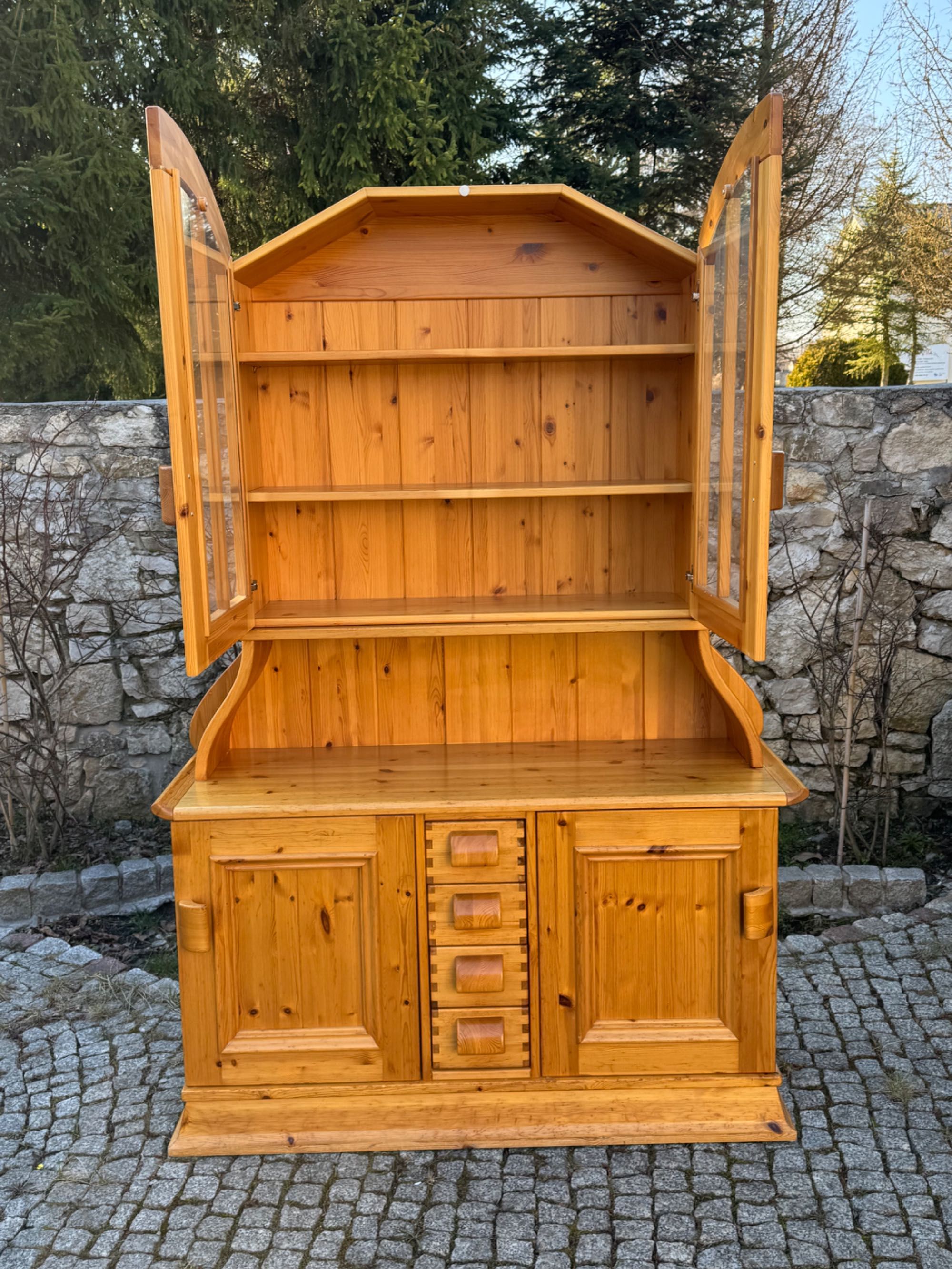 Kredens witryna sosnowa biblioteczka komoda z nadstawką drewniana