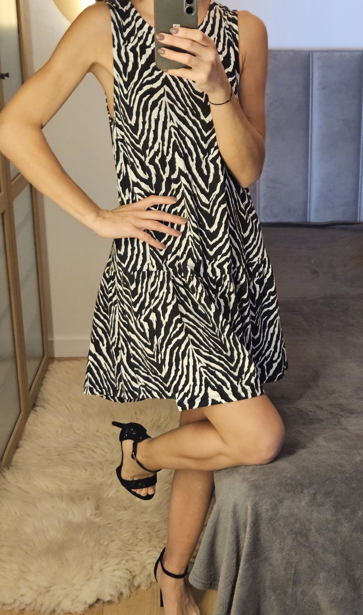 Sukienka zebra diverse bawełna mini