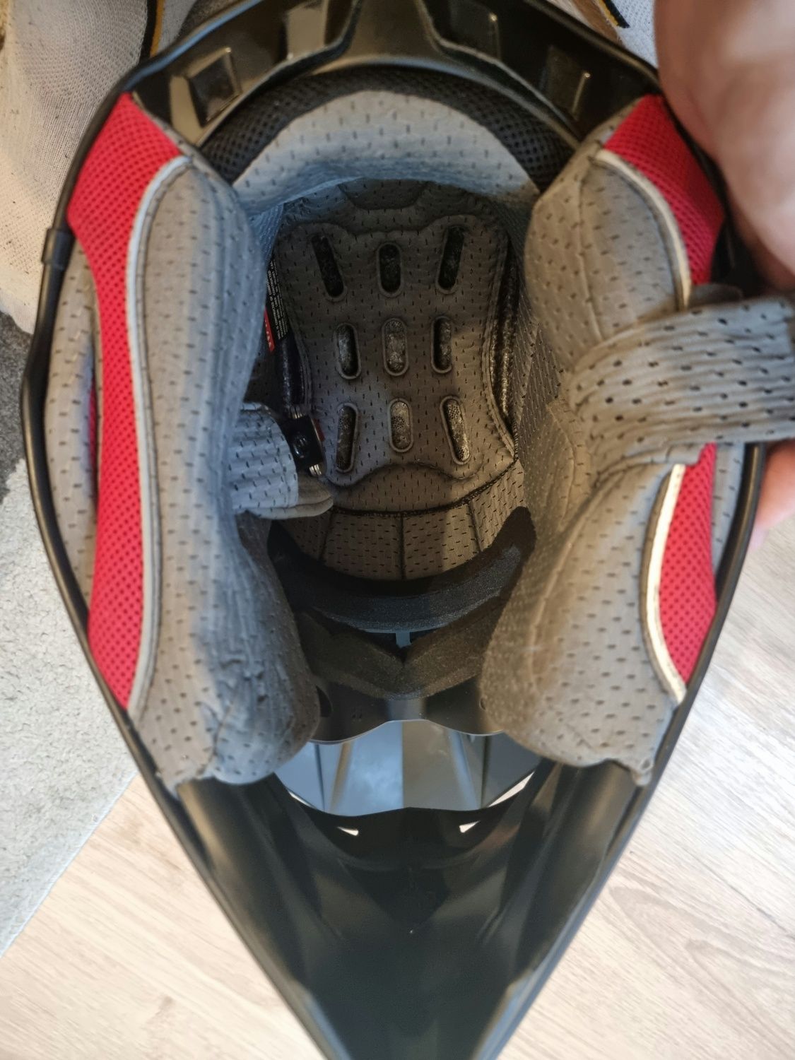 Kask Raven Aspire Evo MX Black Red + Gogle Cross Raven Edge Magnetic B