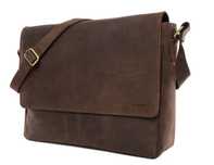 Torba na ramię na laptopa 15" Aktówka Skóra naturalna Vintage Brąz