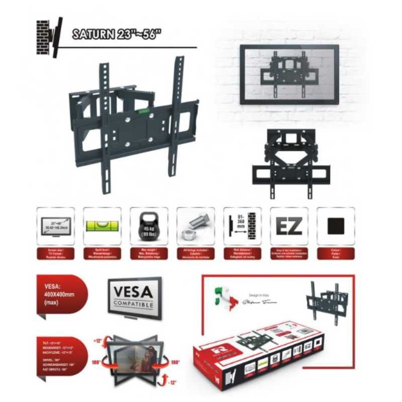 Uchwyt TV do telewizora  23-56 cali obrotowy 180°, regulowany do 45kg