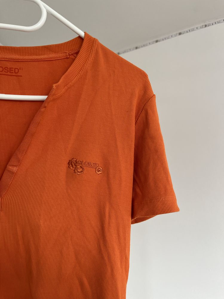 koszulka z dekoltem v pomarańczowa vintage y2k opium swag ghotic grung