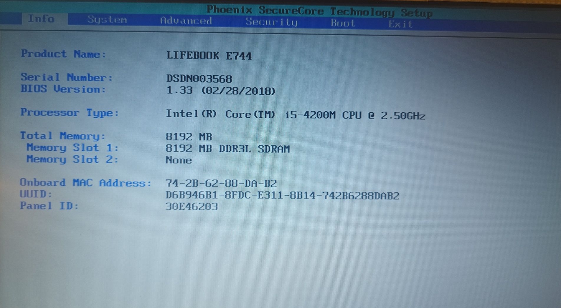 Zapsuty laptop Fujitsu Lifebook E744 i5