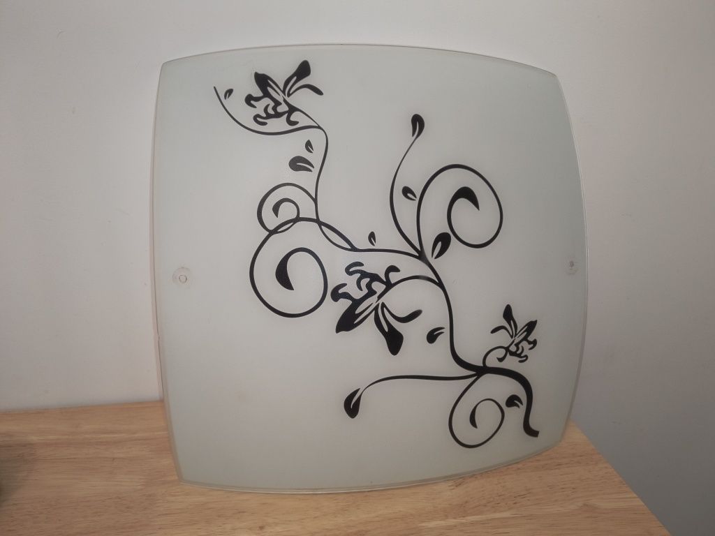 Lampa plafon szklany, wzór kwiaty, lampa ścienna