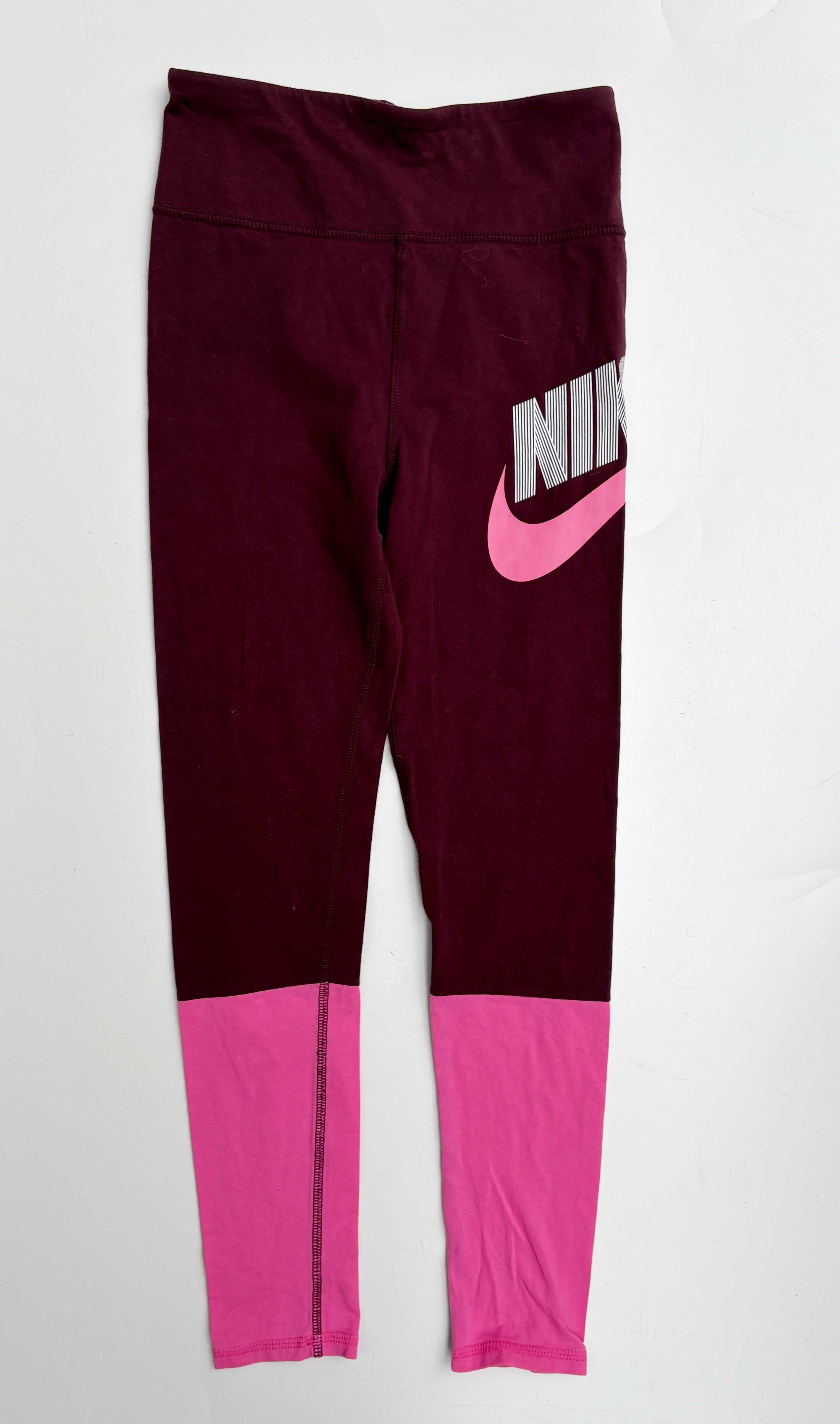 Legginsy Bordowe Różowe Sportowe Nike 146 156 cm 11 13 lat