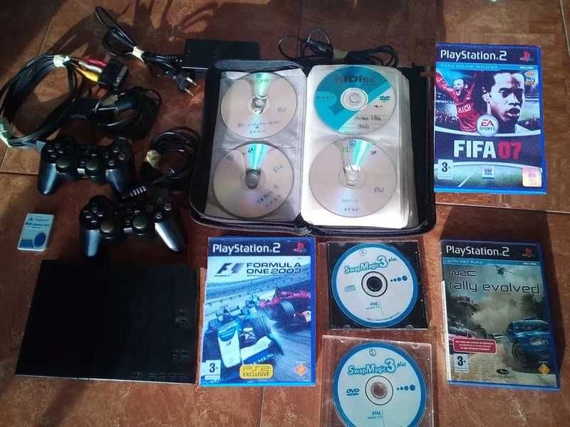 PlayStation 2 c/2 comandos, + 3Jogos originais,+Swapmagic