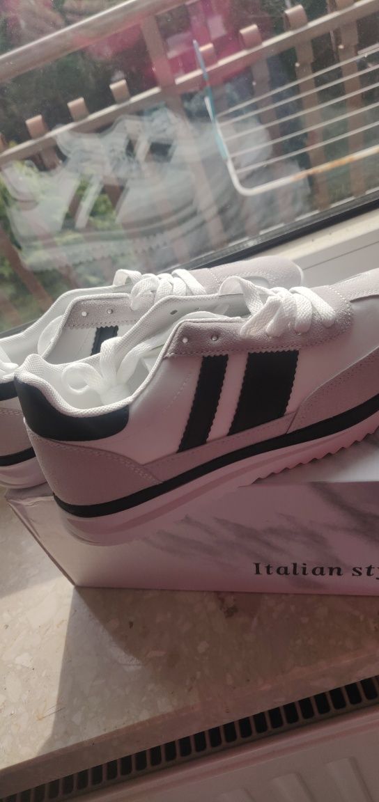 Adidasy sneakersy biało-szaro -czarne 38 wygodne pianka Seastar