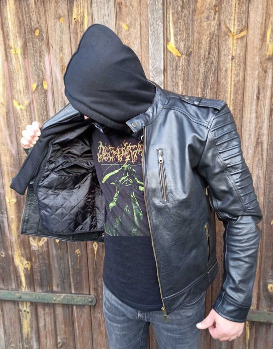 Nowość Kurtka skórzana do chodzenia z kapturem rozmiarówka Ciepła Hit