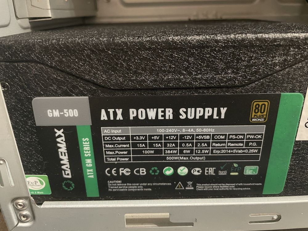 Блок питания Gamemax Gm500 80+ APFC рабочий, но с нюансом.