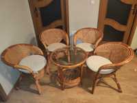 Meble Rattanowe 4 fotele + stolik