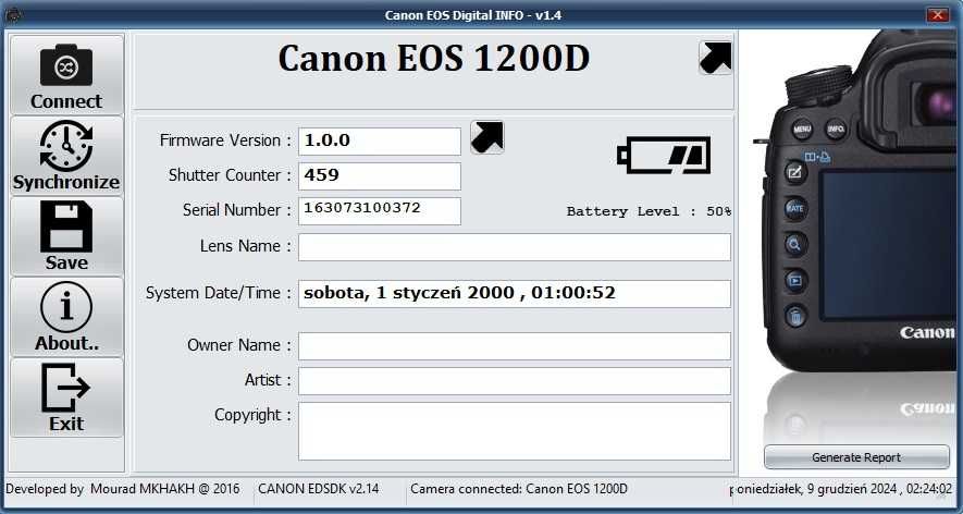 .Aparat Canon 1200D body - 32GB - tylko 439 zdjęć - praktycznie nowy