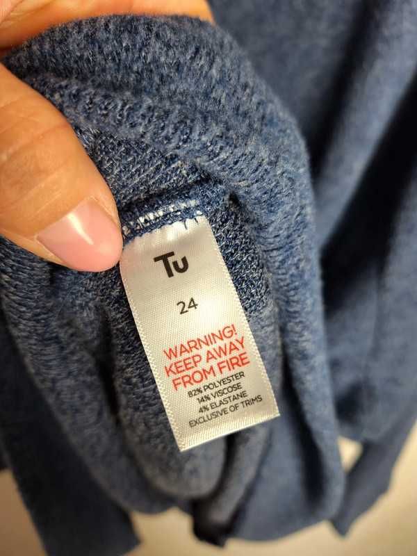 Cienka bluza miękki sweter granatowy pod ocieplacz 52 24 6XL