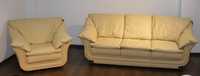 Włoska skórzana sofa kanapa rozkładana fotel nieri bezowa kler selva