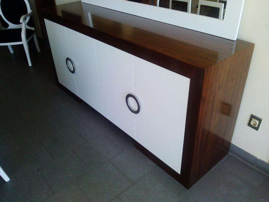 Sala Jantar - Branco/Nogueira - Conjunto Completo (NOVO)