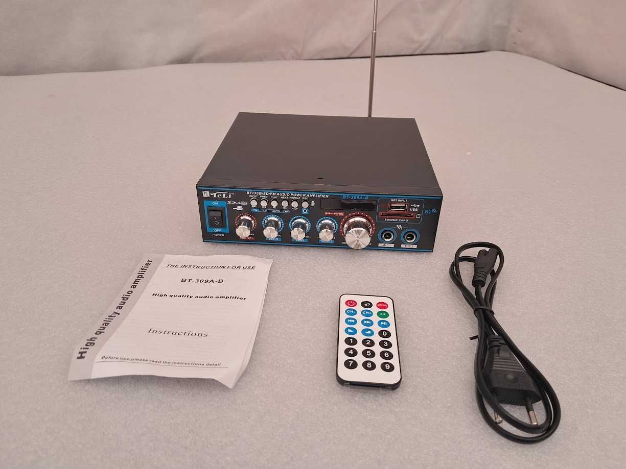 Wzmacniacz stereo Bluetooth Cyfrowy  BT - 309 A-B  LCD z pilotem