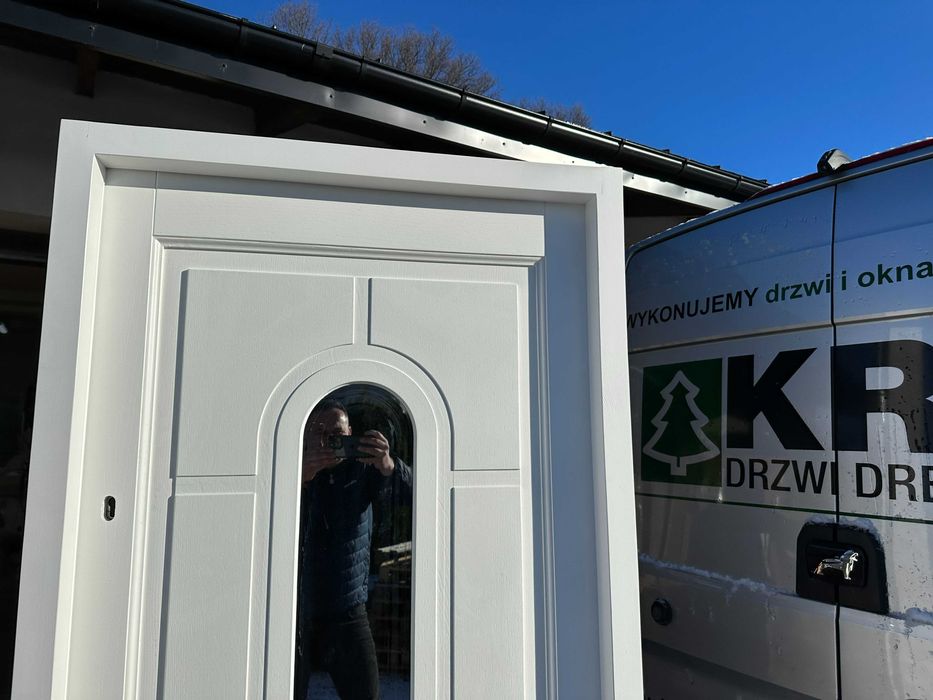 Drzwi zewnętrzne drewniane OD RĘKI BIAŁE na każdy wymiar CAŁA POLSKA