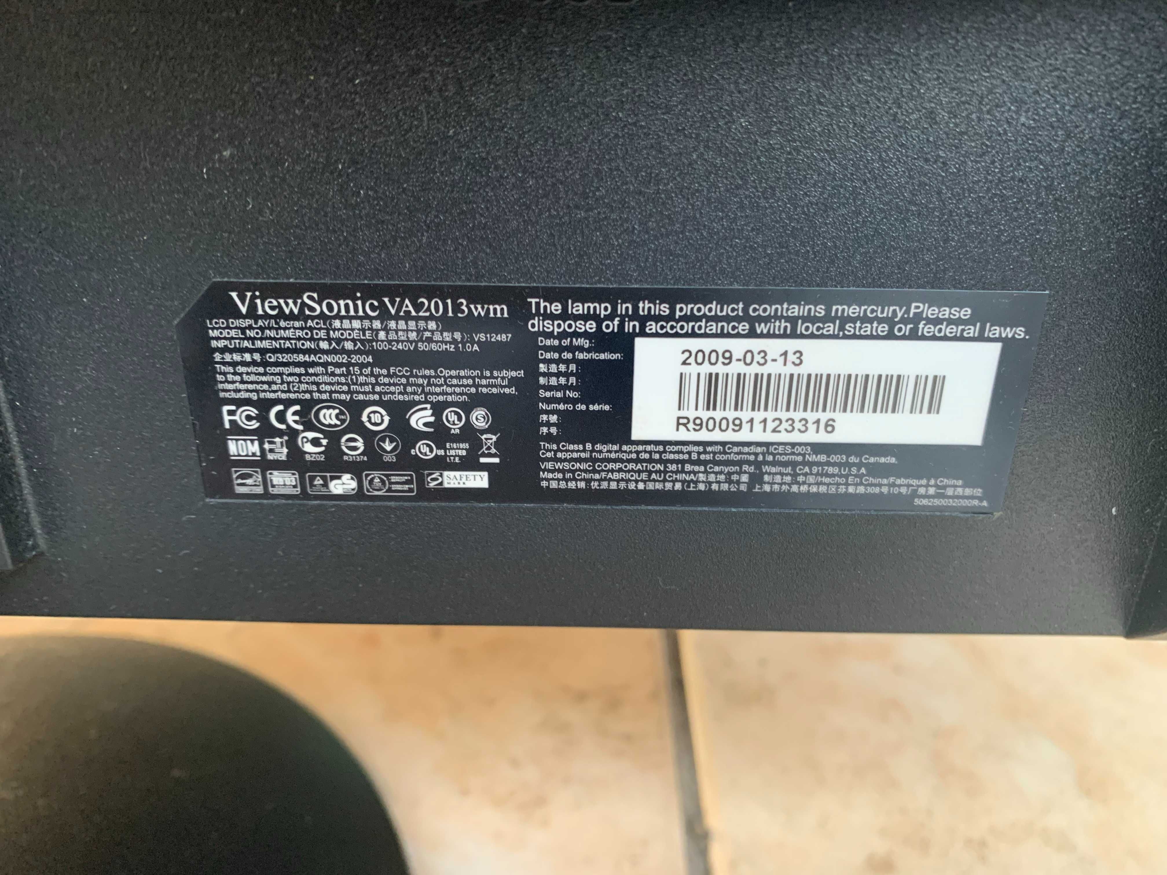 монитор ViewSonic VA 2013 WM-2 (диагональ 20")