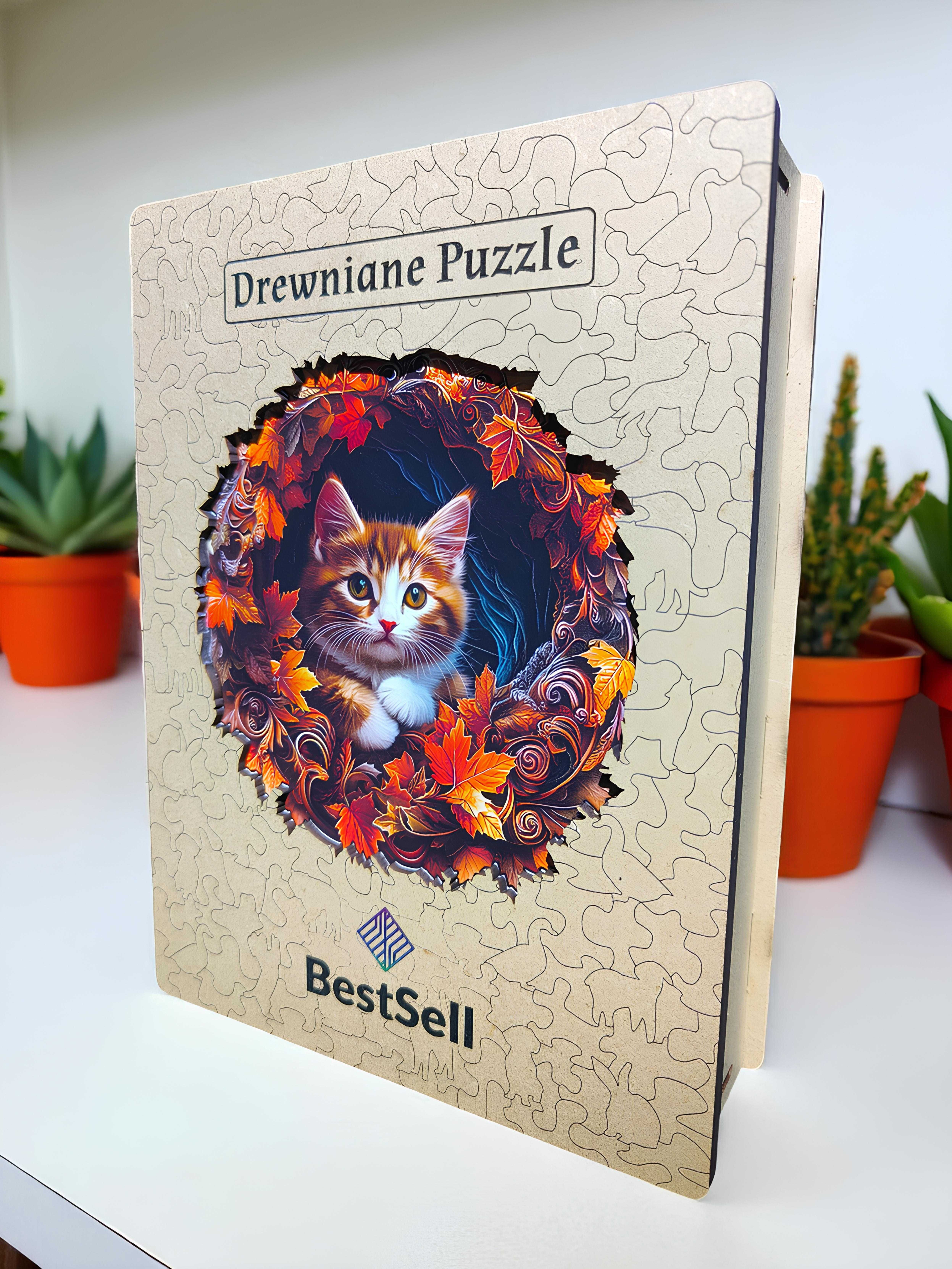 Puzzle Drewniane Kot Kotek Układanka Zwierzęta