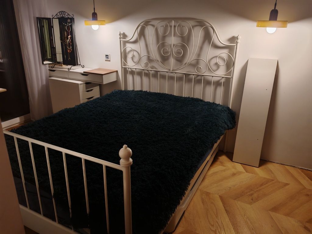 Łóżko Ikea leirvik białe metalowe 140x200