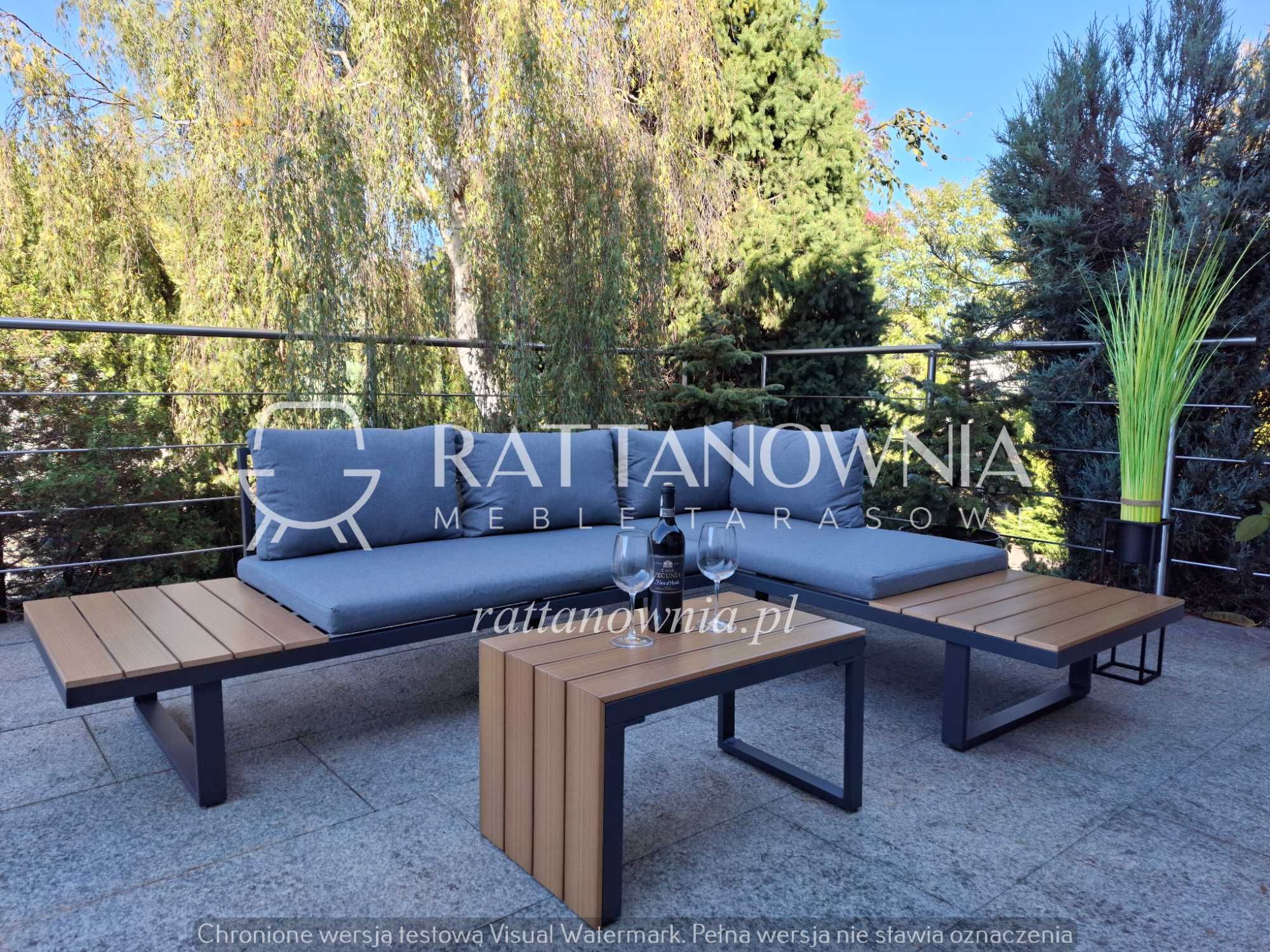 Narożnik Modułowy Aluminiowy Ogrodowy Nowoczesny Zestaw Wypoczynkowy