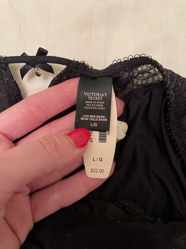 Victoria’s Secret нові ажурні чорні сексі труси розмір Large